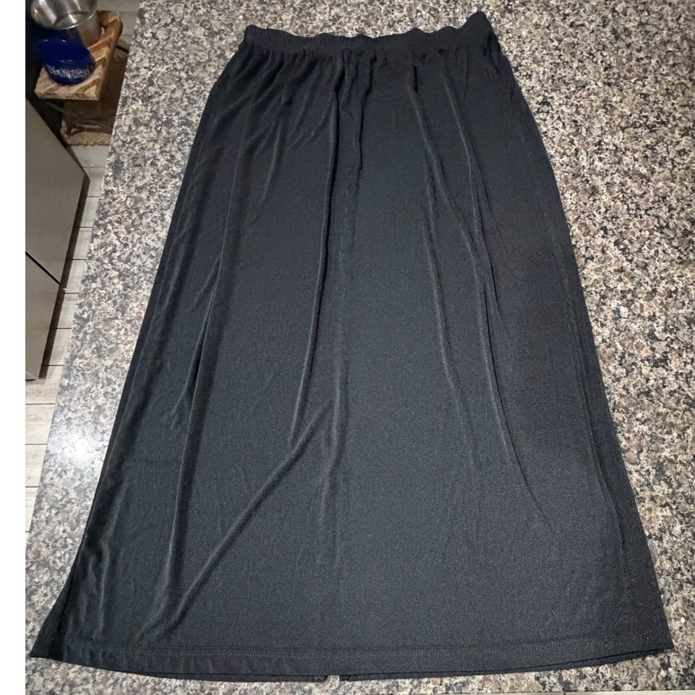 Kathy Ireland Plus Black Maxi Skirt Size S Elastic Waist Stretch Nylon Blend USA